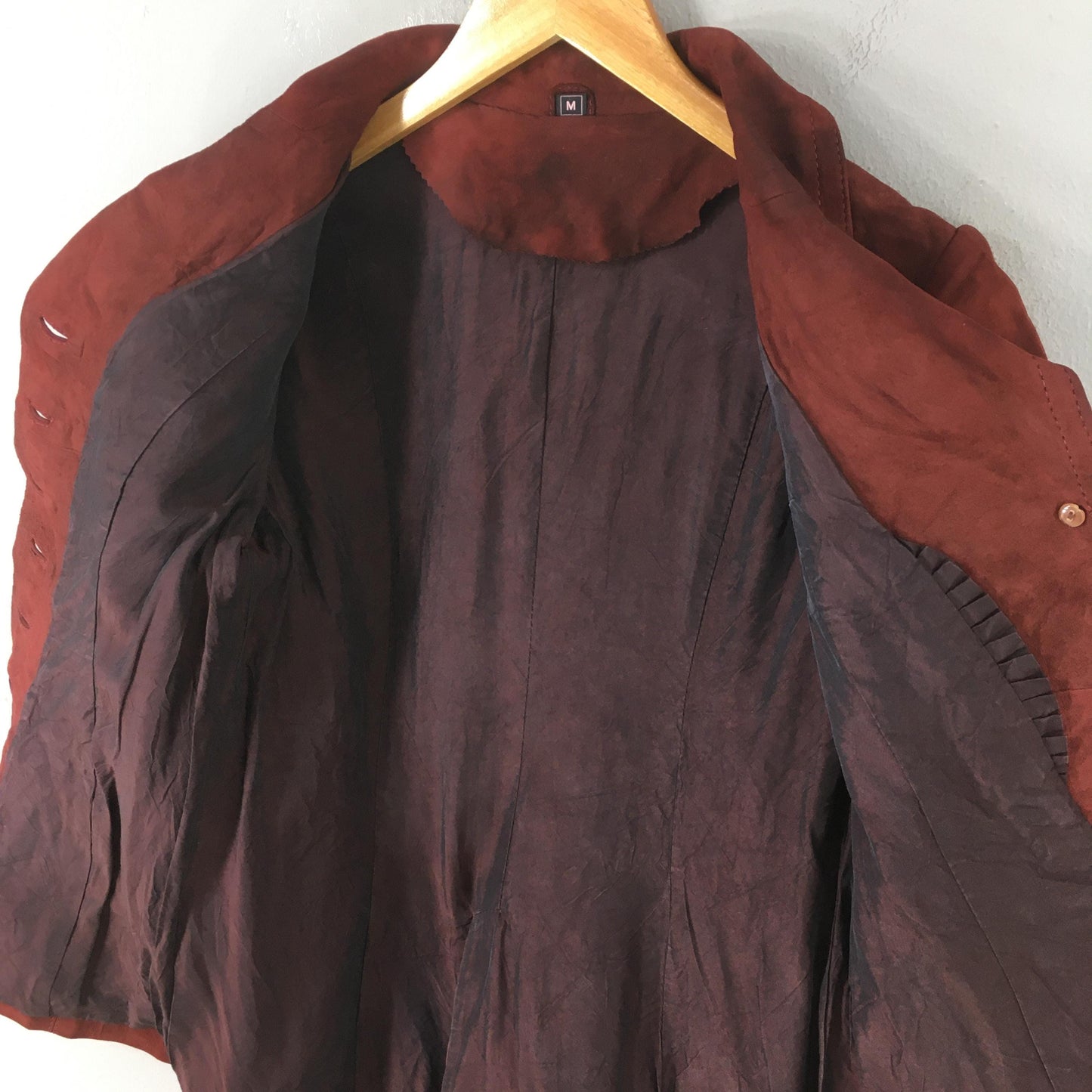 Women's Fringe Jacket Medium Suede Leather Burgundy Patina Goth Punk Rodeo