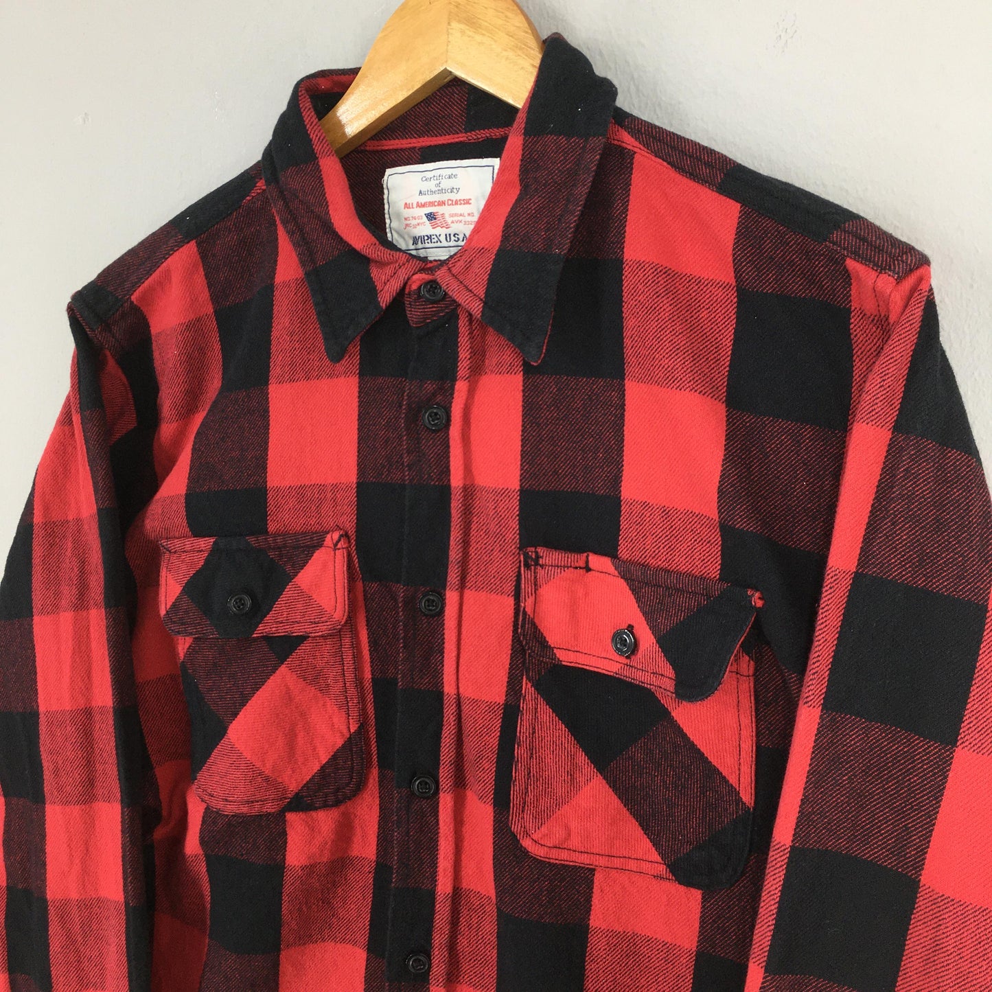 Avirex Usa Plaid Tartan Red Checkered Flannel Shirt XLarge