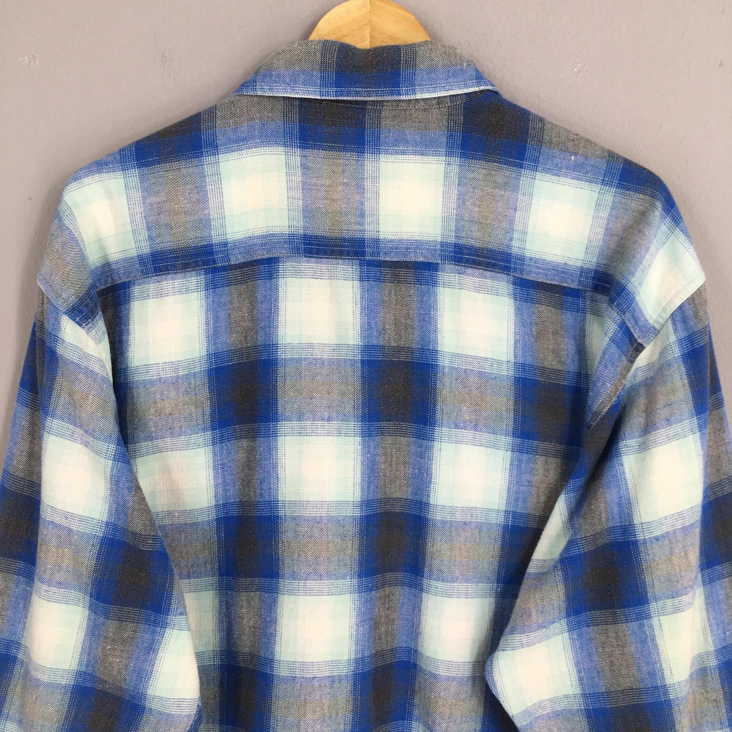 Plaid Shadow Blue Flannel Shirt Large