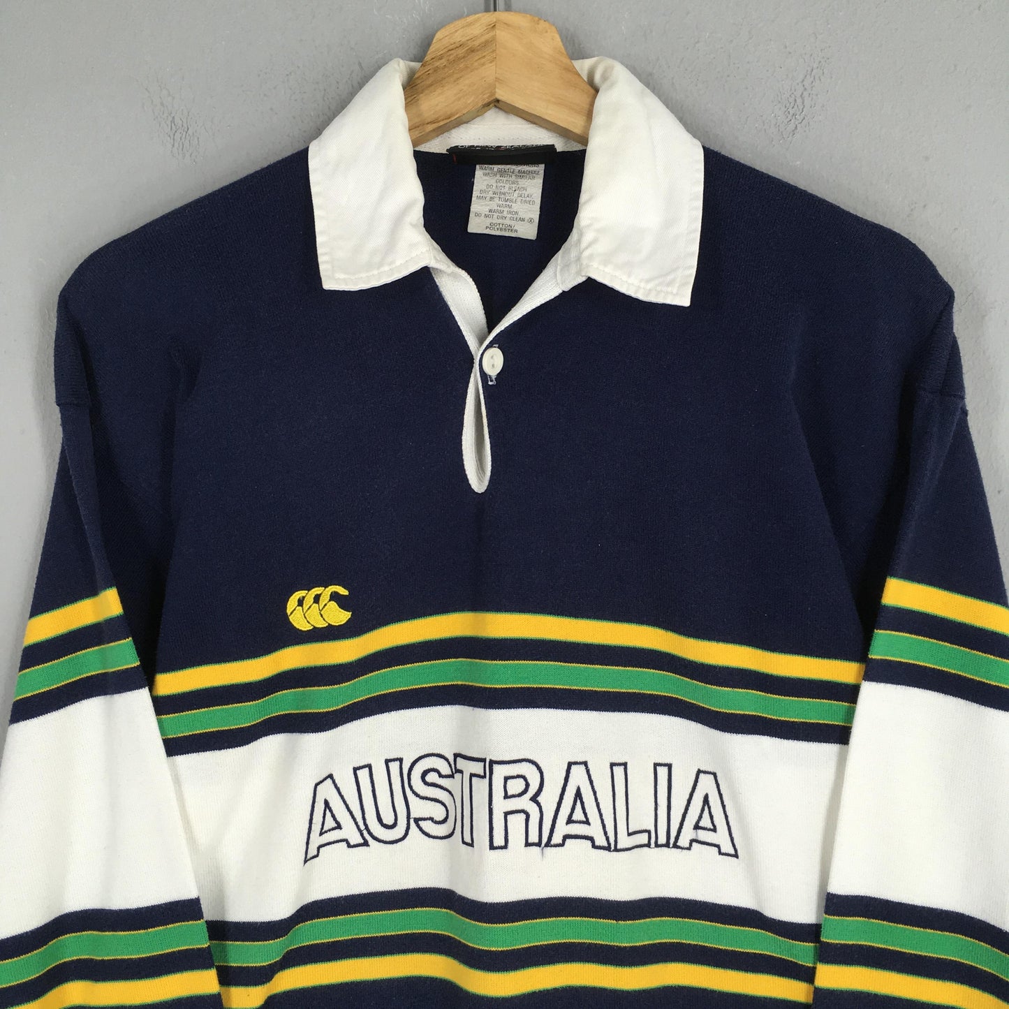 Canterbury Of New Zealand Australia Striped Rugby Polo Shirt Small