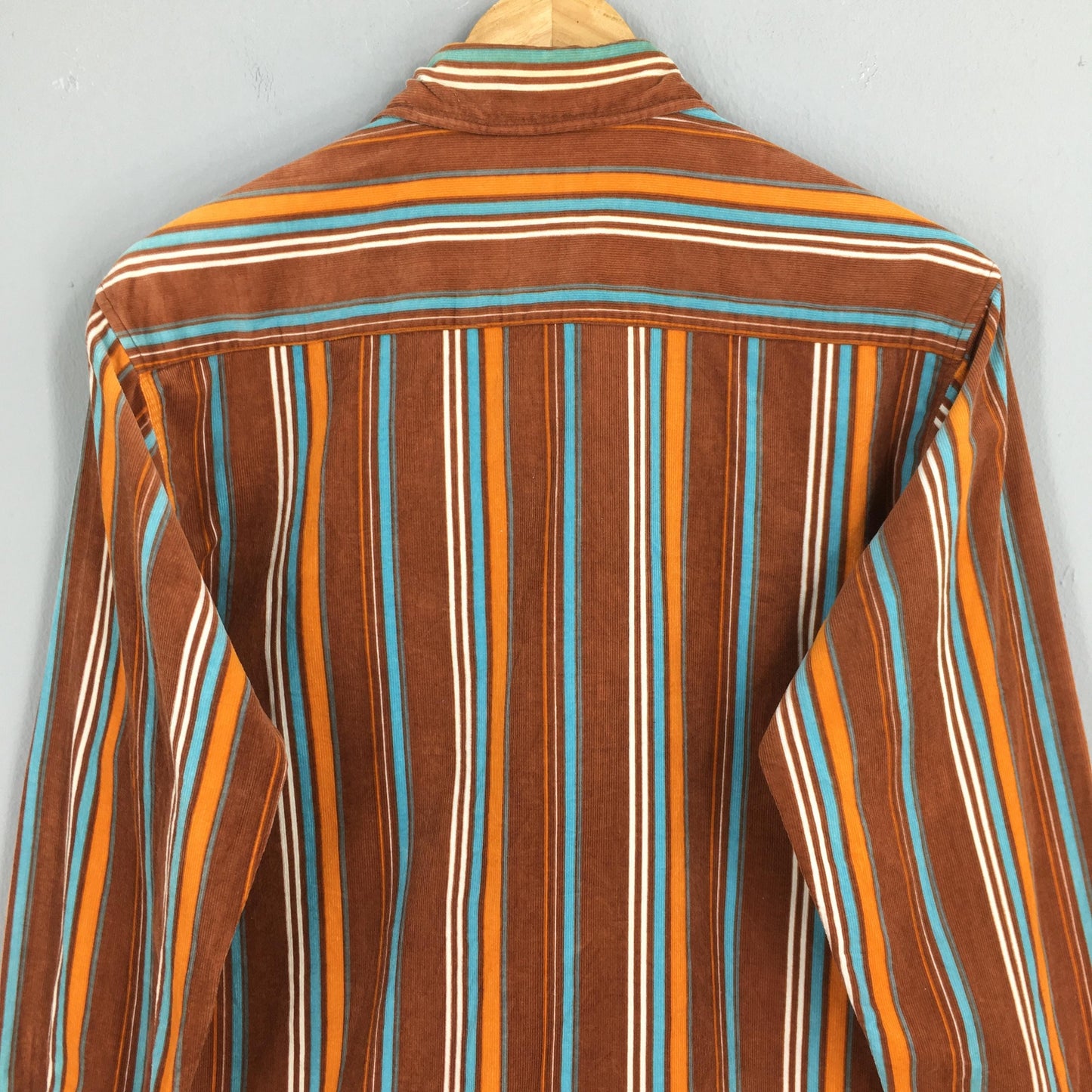 Candy Fantasy Multicolor Stripes Corduroy Flannel Shirt Large