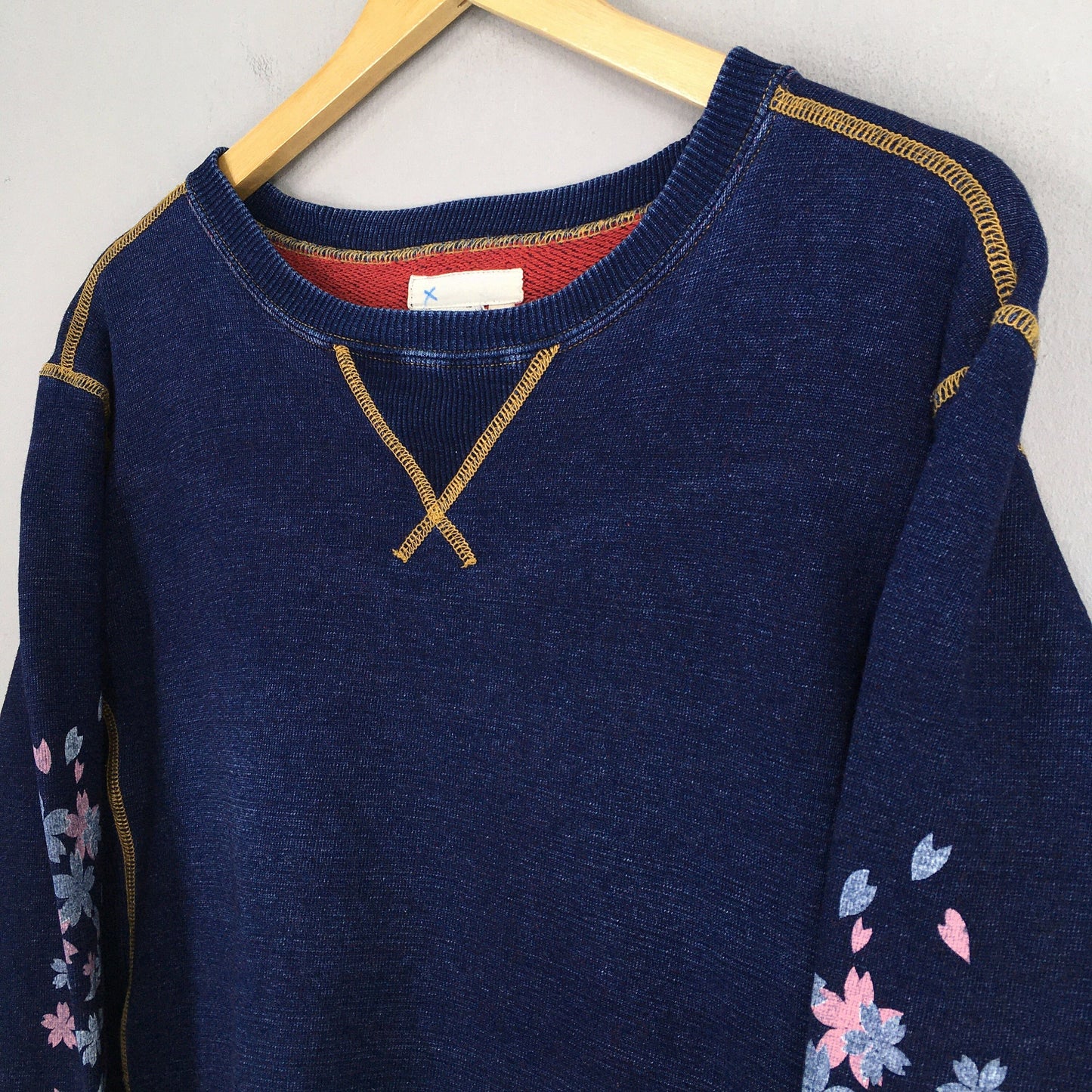 Indigo Blue Japan Sakura Blossom Sweatshirt Medium