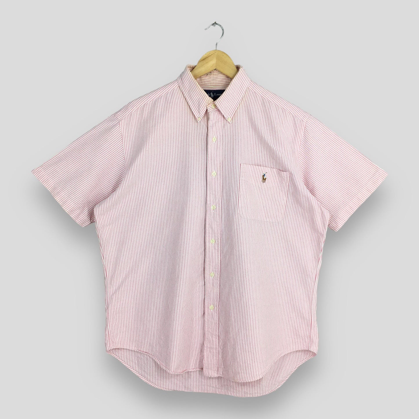 Polo Ralph Lauren Vertical Pink/White Striped Shirt Large