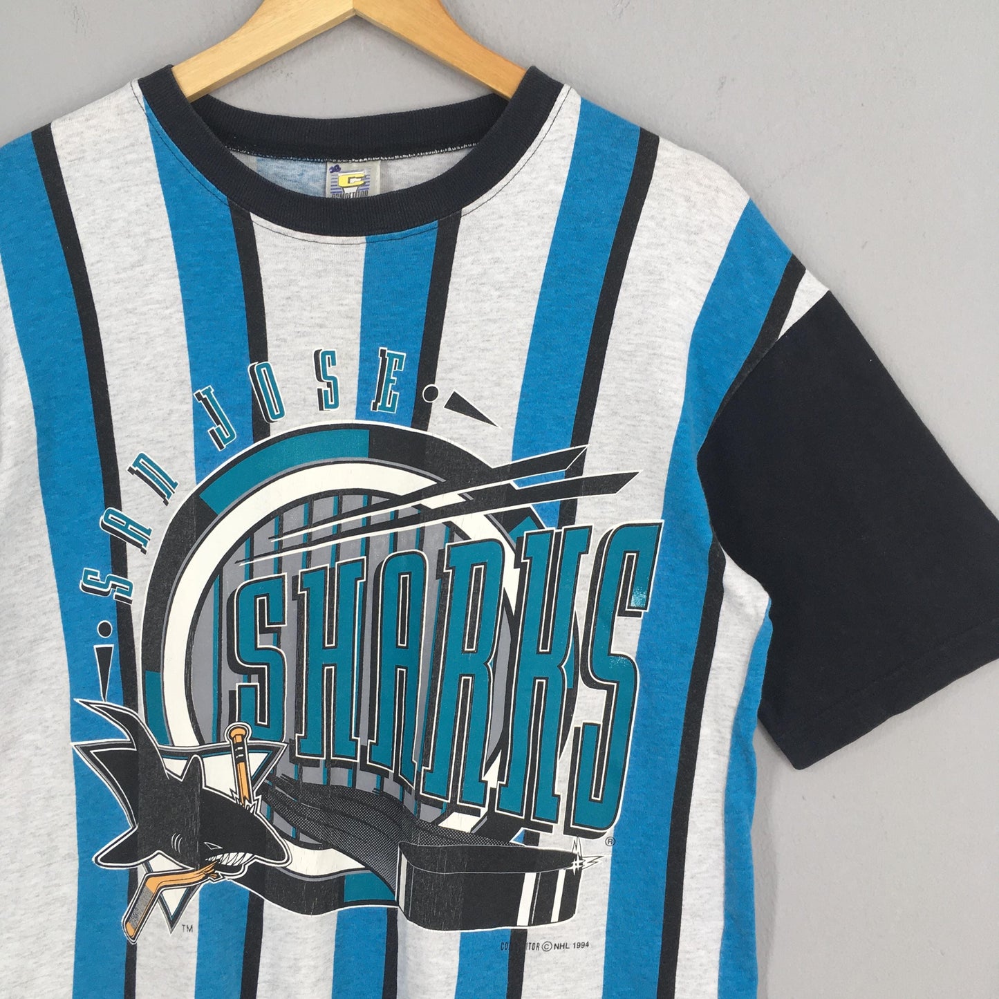 San Jose Sharks NHL Striped Tshirt Small