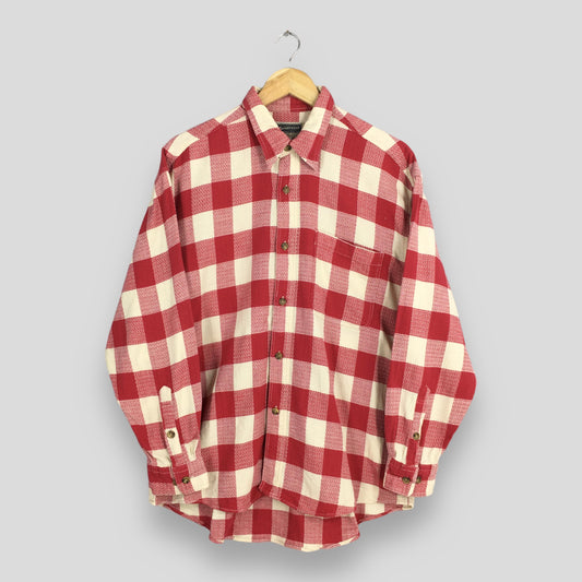 Tartan Checkered Red Western Shirt Large