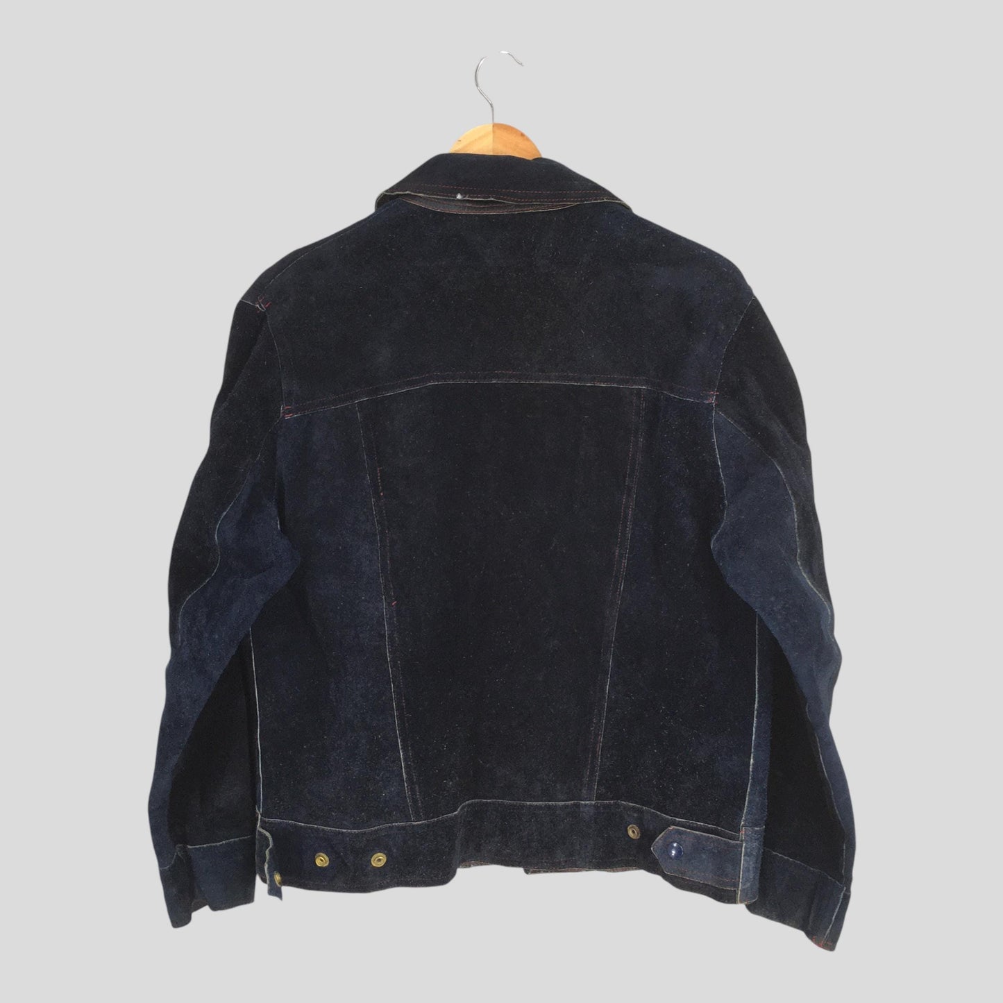 1970's Motorcycle Punk Black Suede Leather Jacket Medium