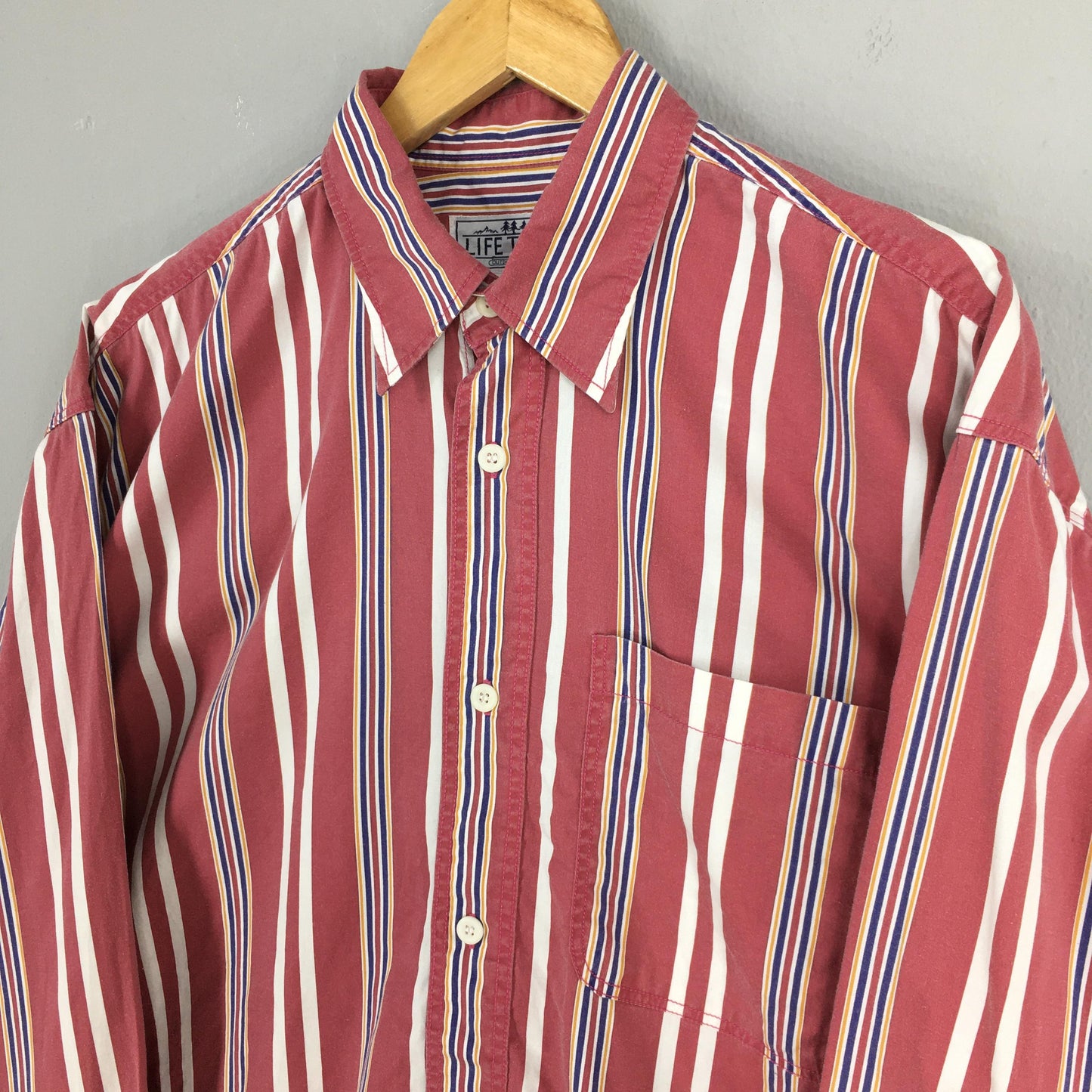 Life Tools Multicolor Red Stripes Flannel Shirt Large