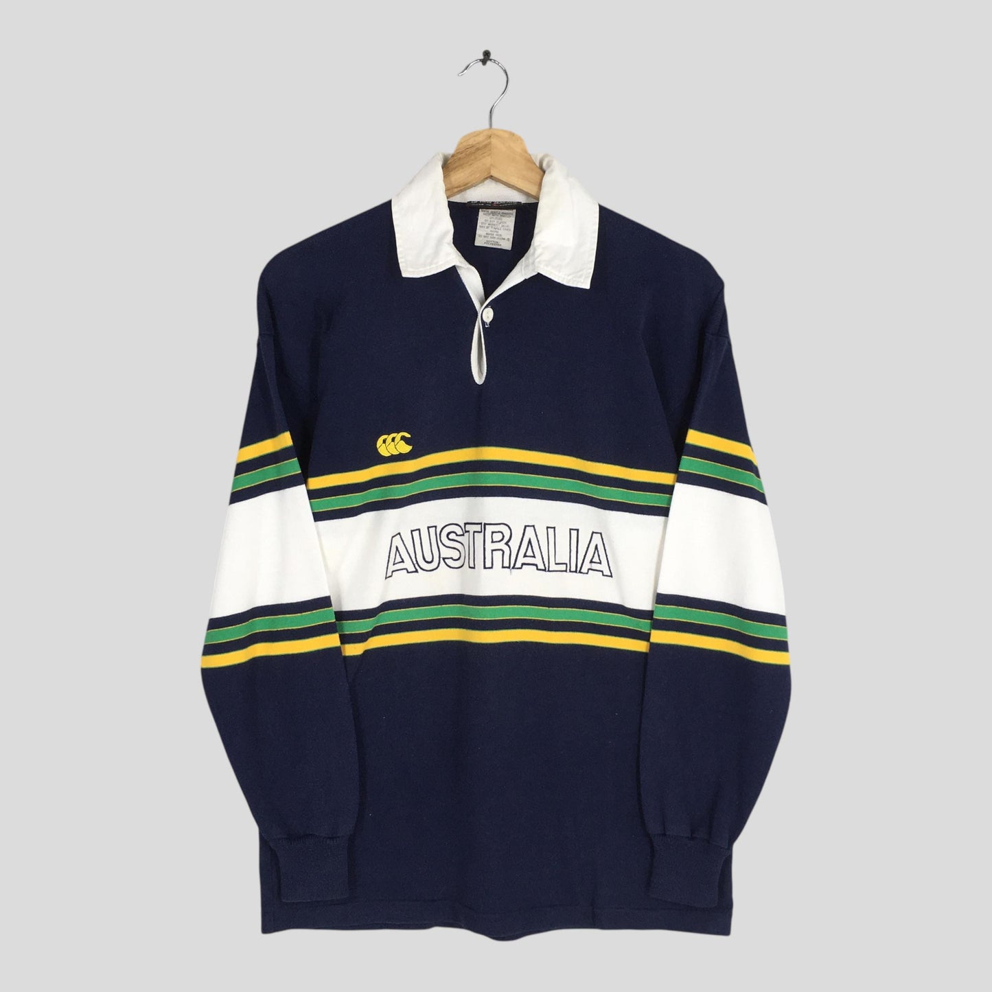 Canterbury Of New Zealand Australia Striped Rugby Polo Shirt Small