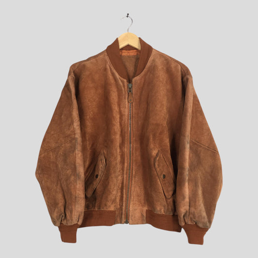 Japanese Brown Suede Leather Jacket Large