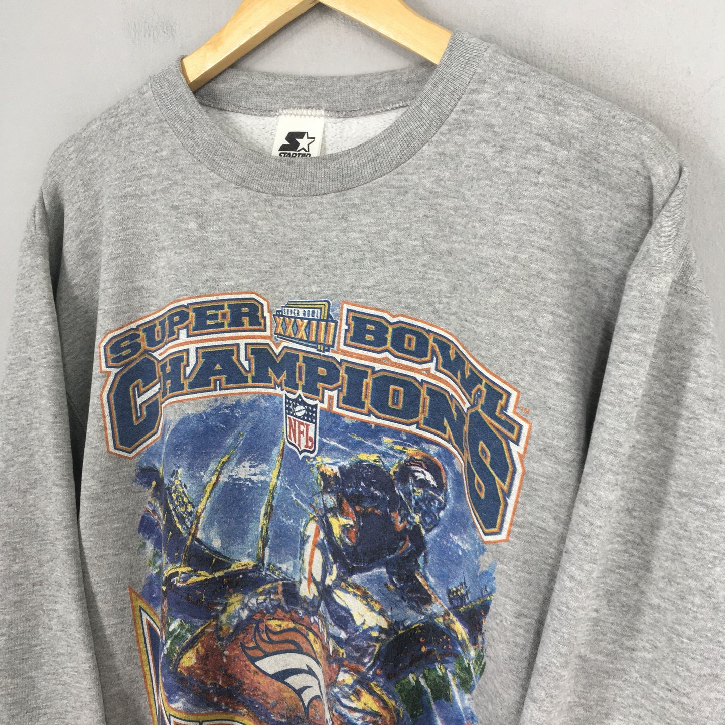 Denver Broncos Rugby NFL Gray Sweater Medium