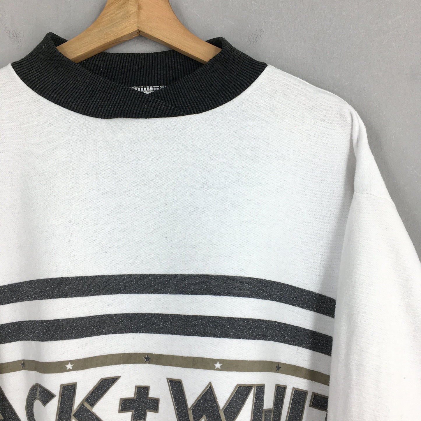 Black + White Stripes Sweatshirt Medium