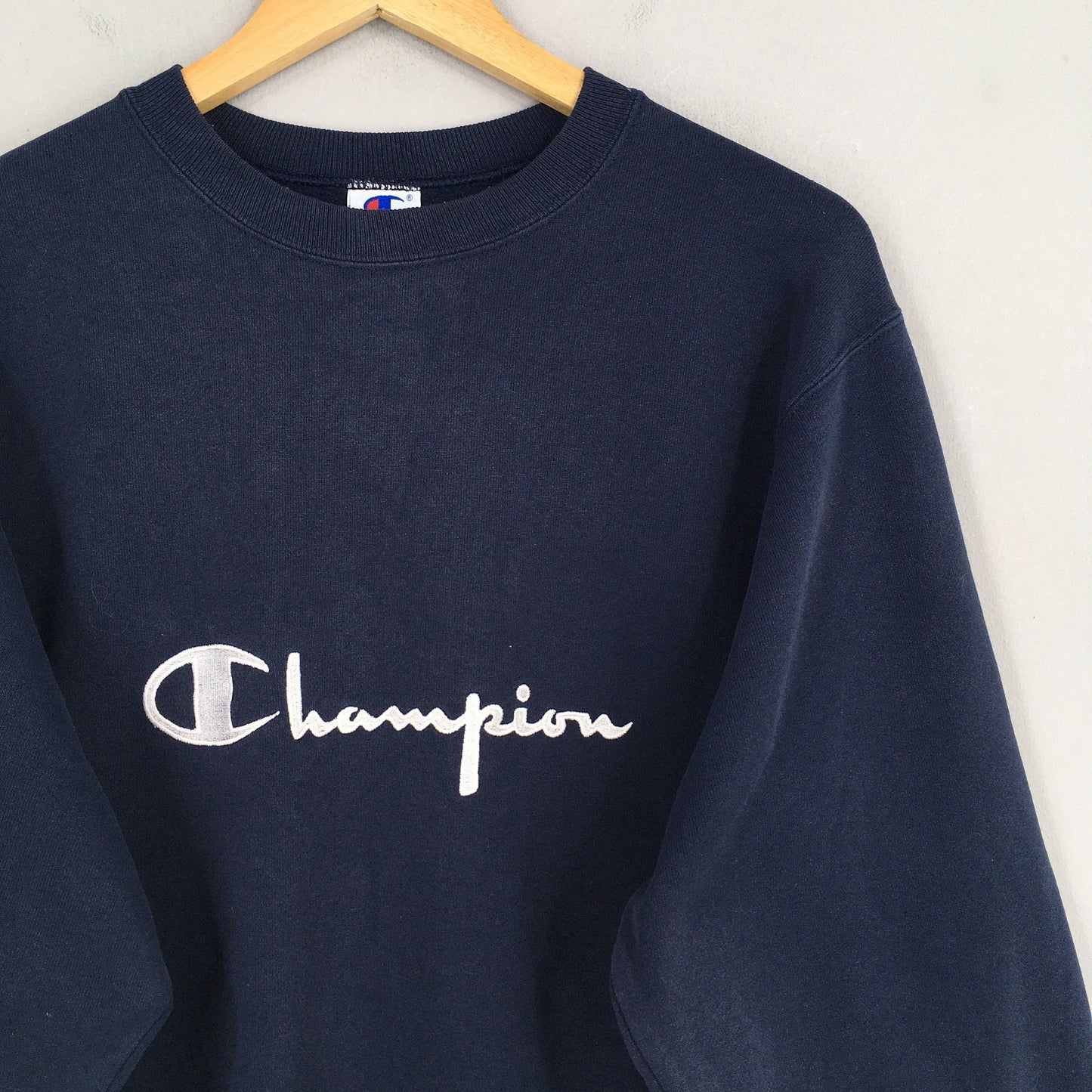 Champion Script Logo Blue Sweatshirt Large