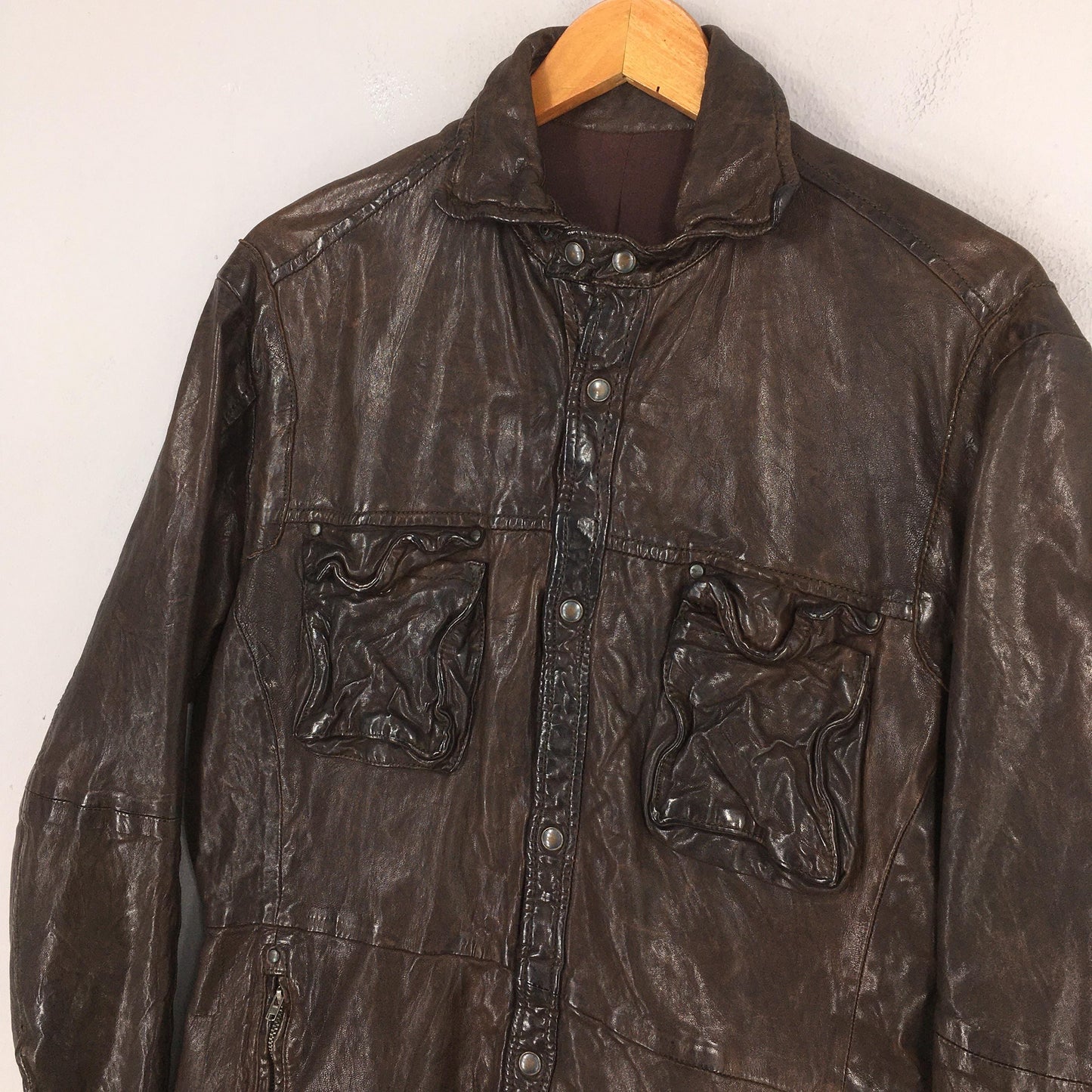 Japanese Designworks Sheepskin Brown Leather Jacket Medium