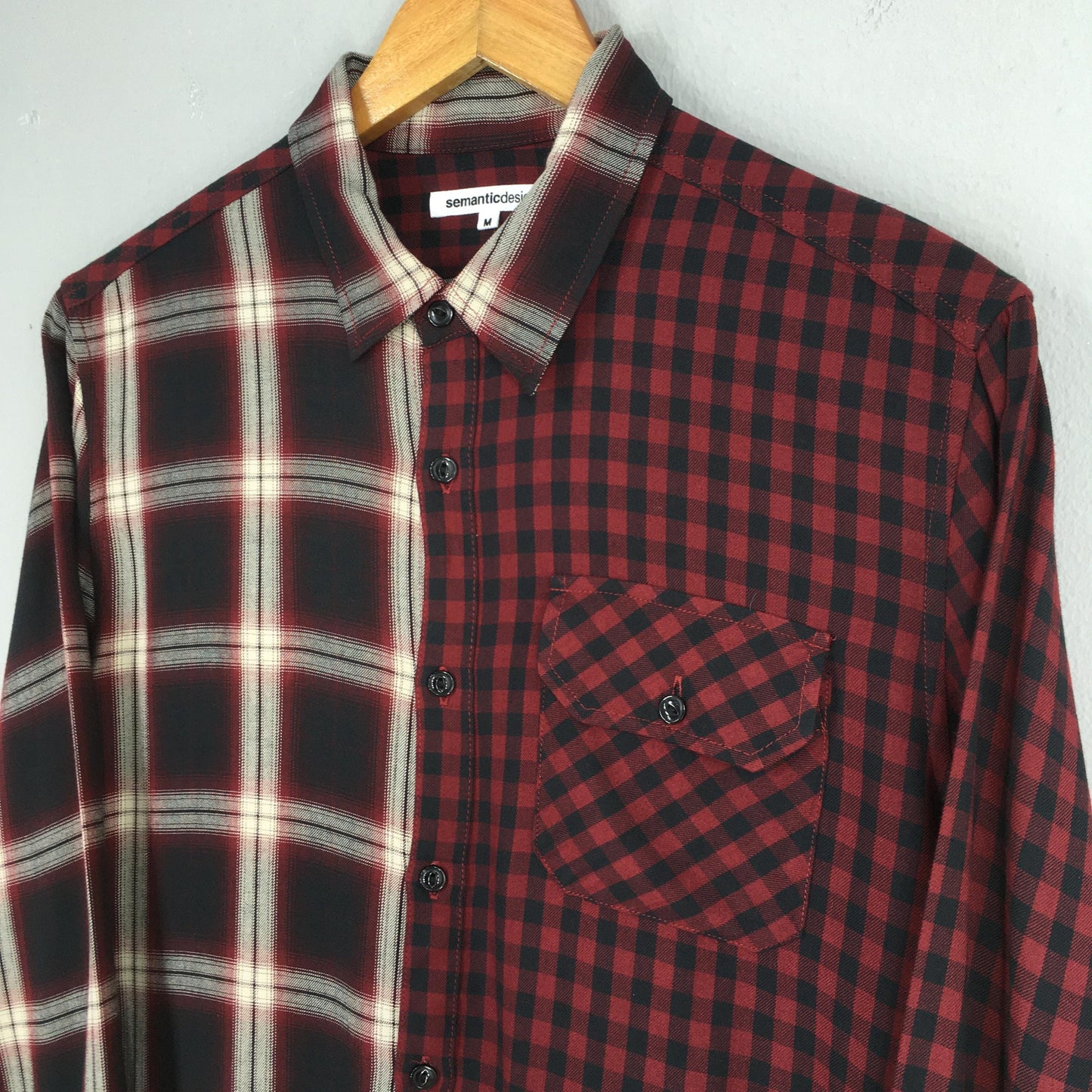 Semantic Design Checkered Multicolor Rayon Shirt Medium