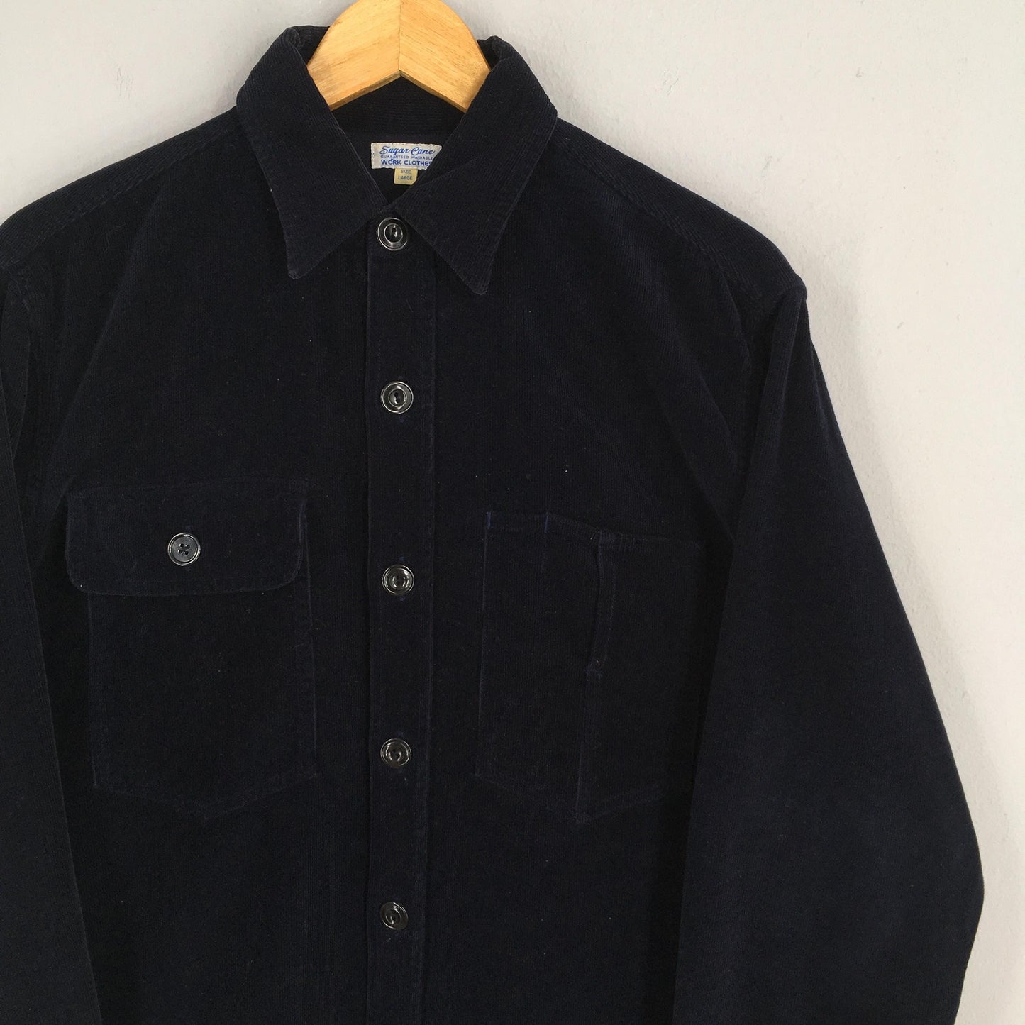 Sugar Canes Workers Black Corduroy Shirt Large