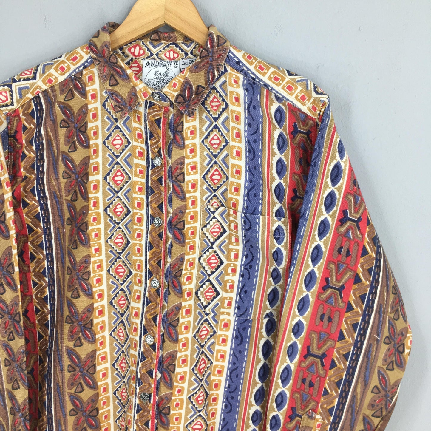 Funky Abstract Multicolor Flannel Shirt Medium