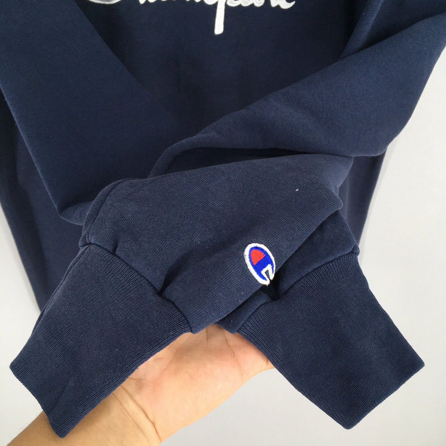 Champion Script Logo Blue Sweatshirt Large