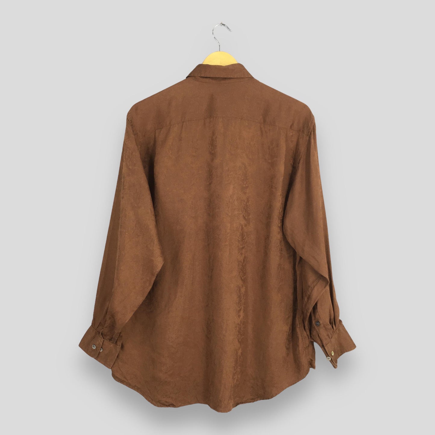 St Dupont Paris Brown Silk Shirt XLarge