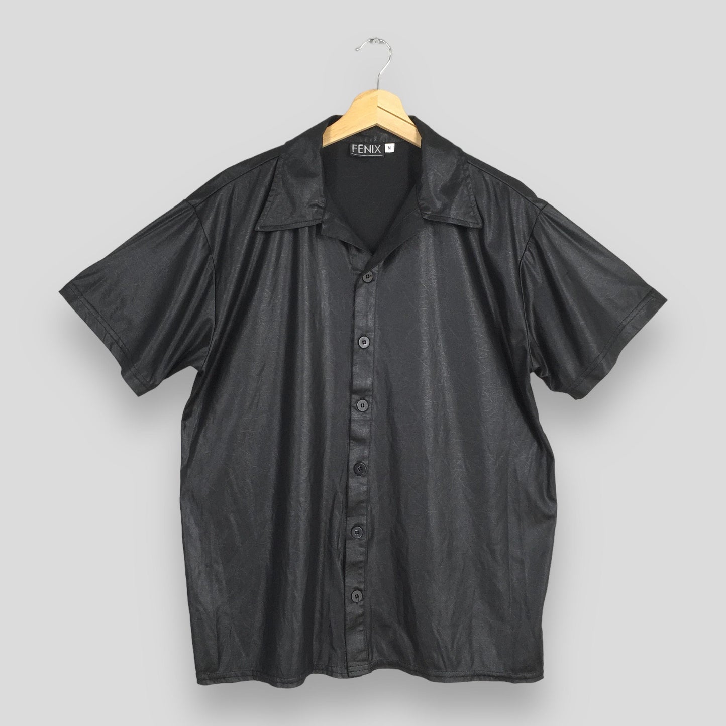 Fenix Black Plain Polyester Shirt Medium