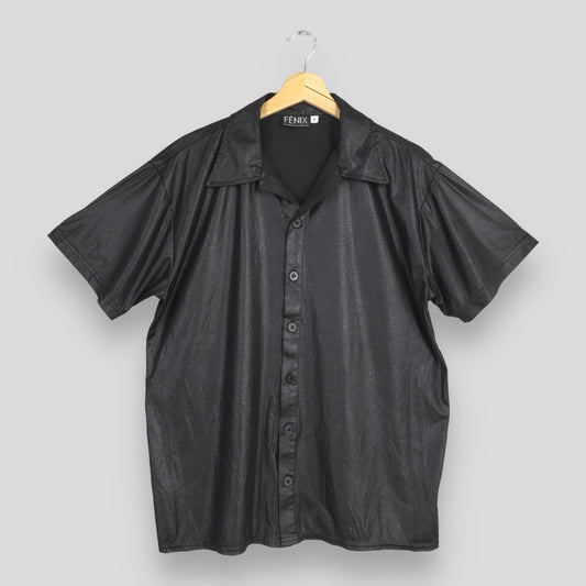 Fenix Black Plain Polyester Shirt Medium