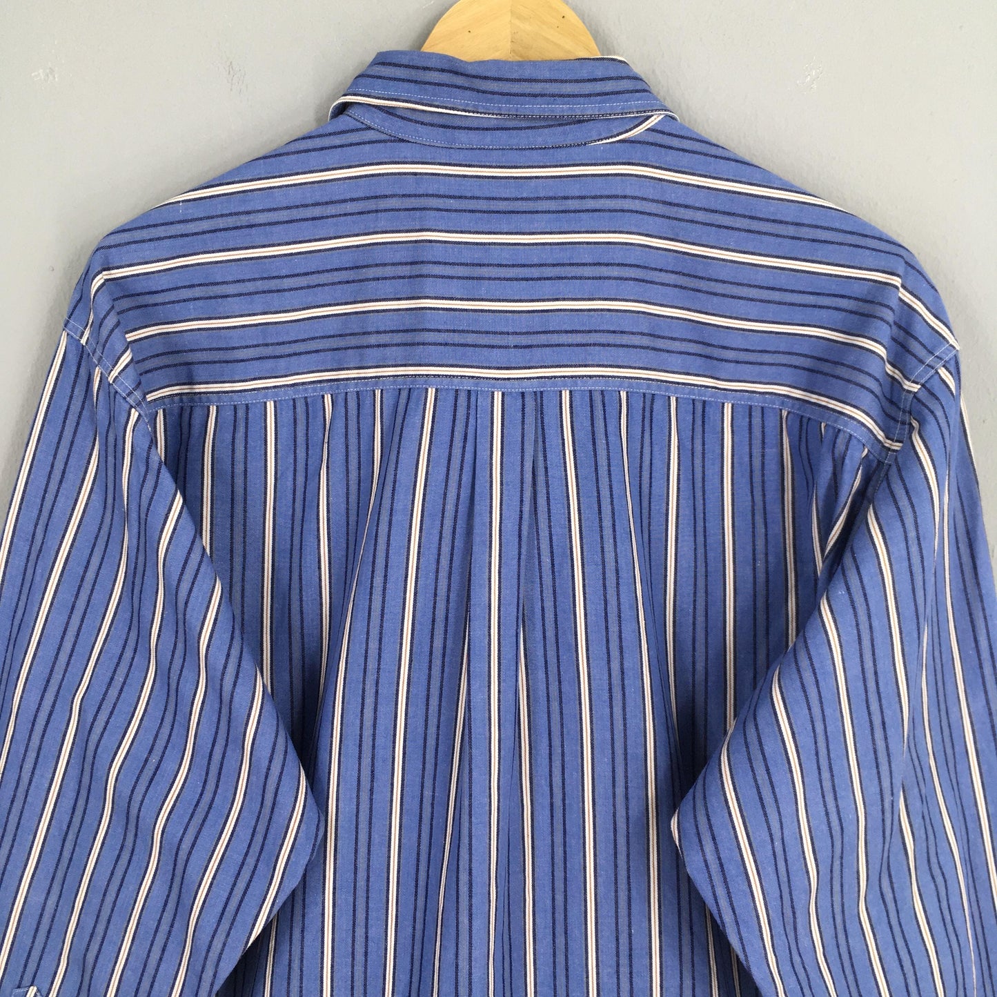 Vertical Stripes Flannel Blue Shirt Medium