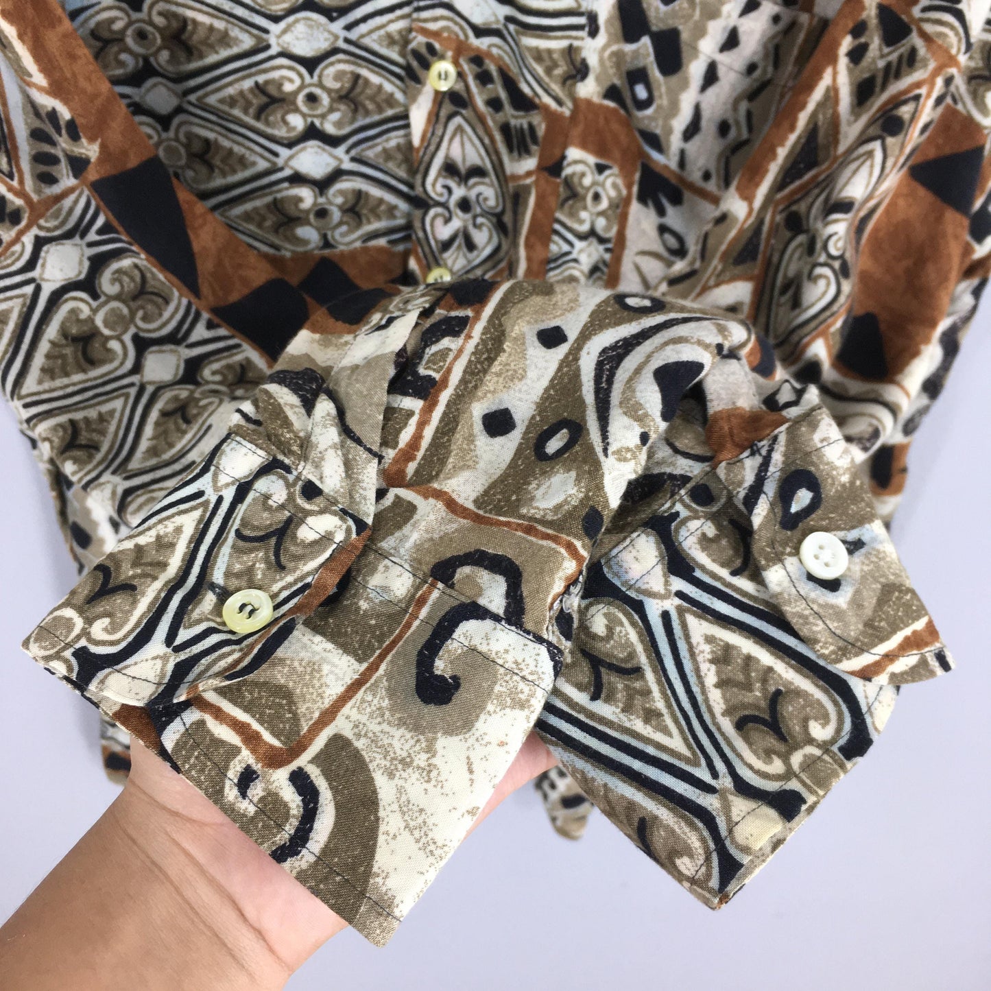 Pronto Uomo Novelty Baroque Psychedelic Pattern Silk Shirt Large