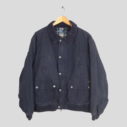 90s Polo Ralph Lauren Chore Canvas Blue Jacket XLarge