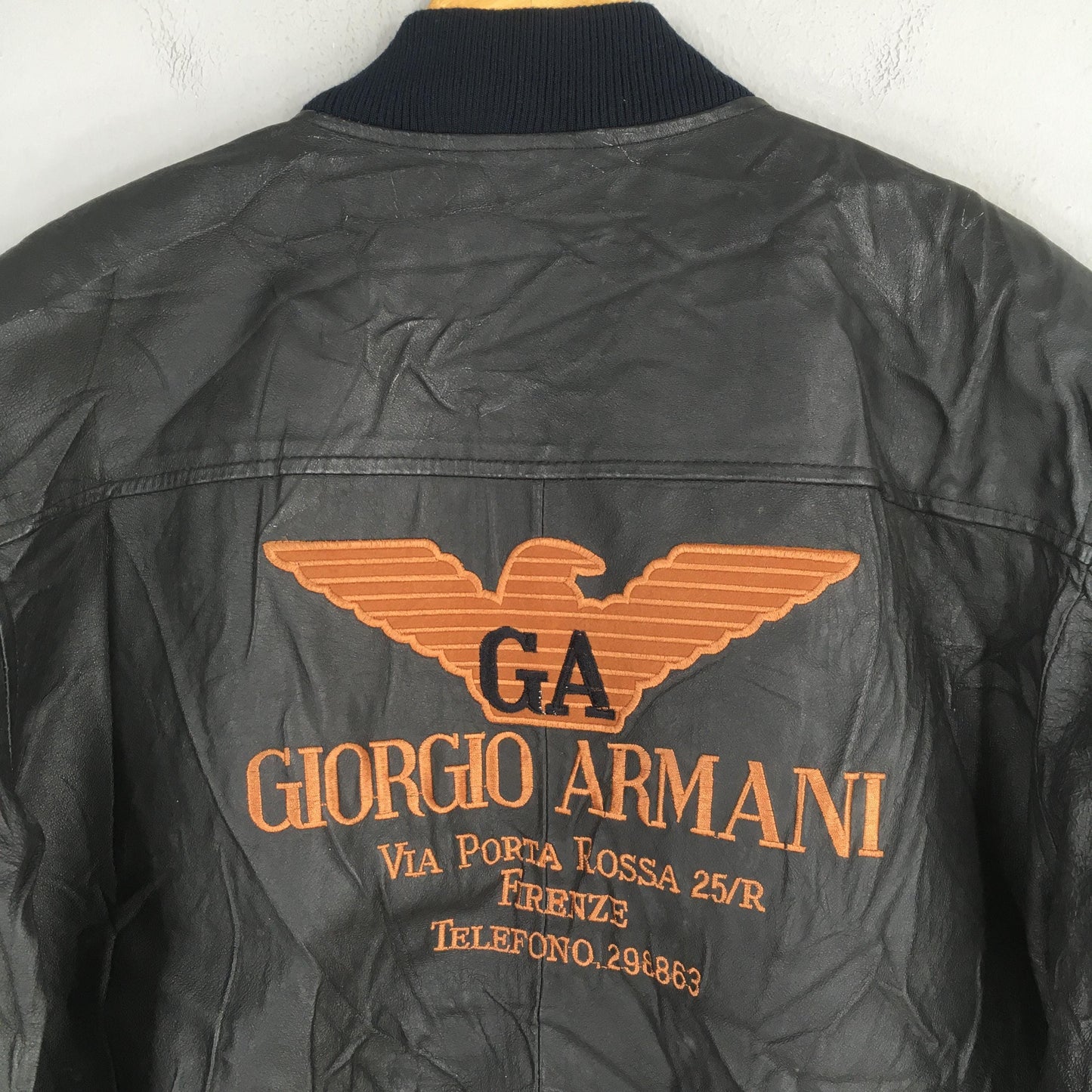 1990's GA Giorgio Armani Jeans Leather Black Jacket Large