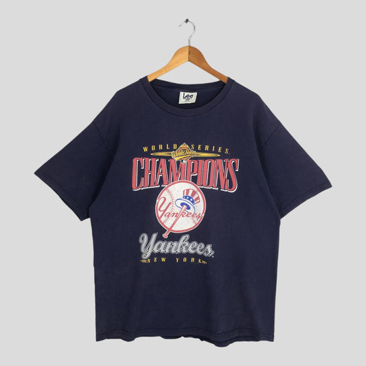 90s New York Yankees MLB Blue T shirt XLarge