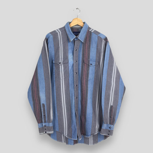 Wrangler Vertical Stripes Western Shirt Large