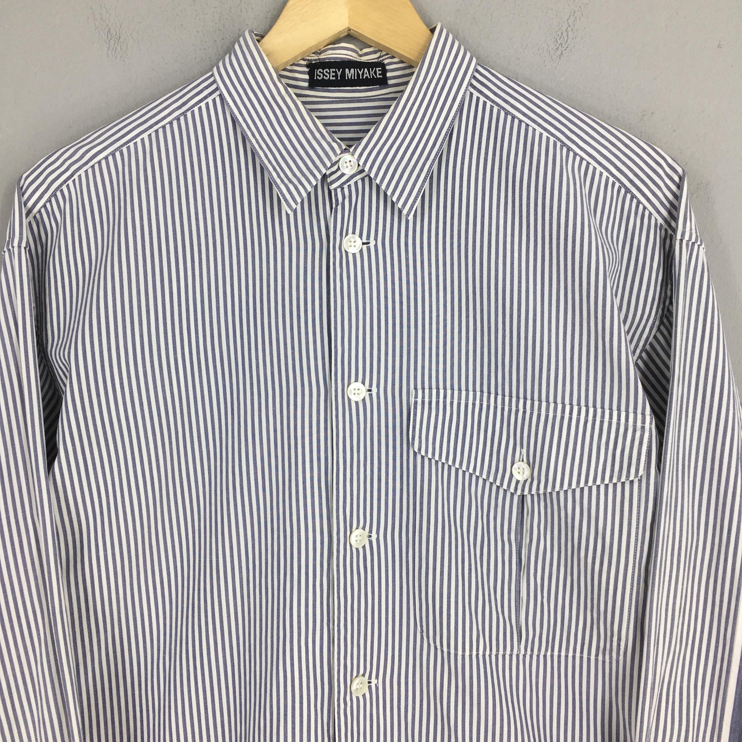 Issey Miyake Gray Striped Shirt Medium