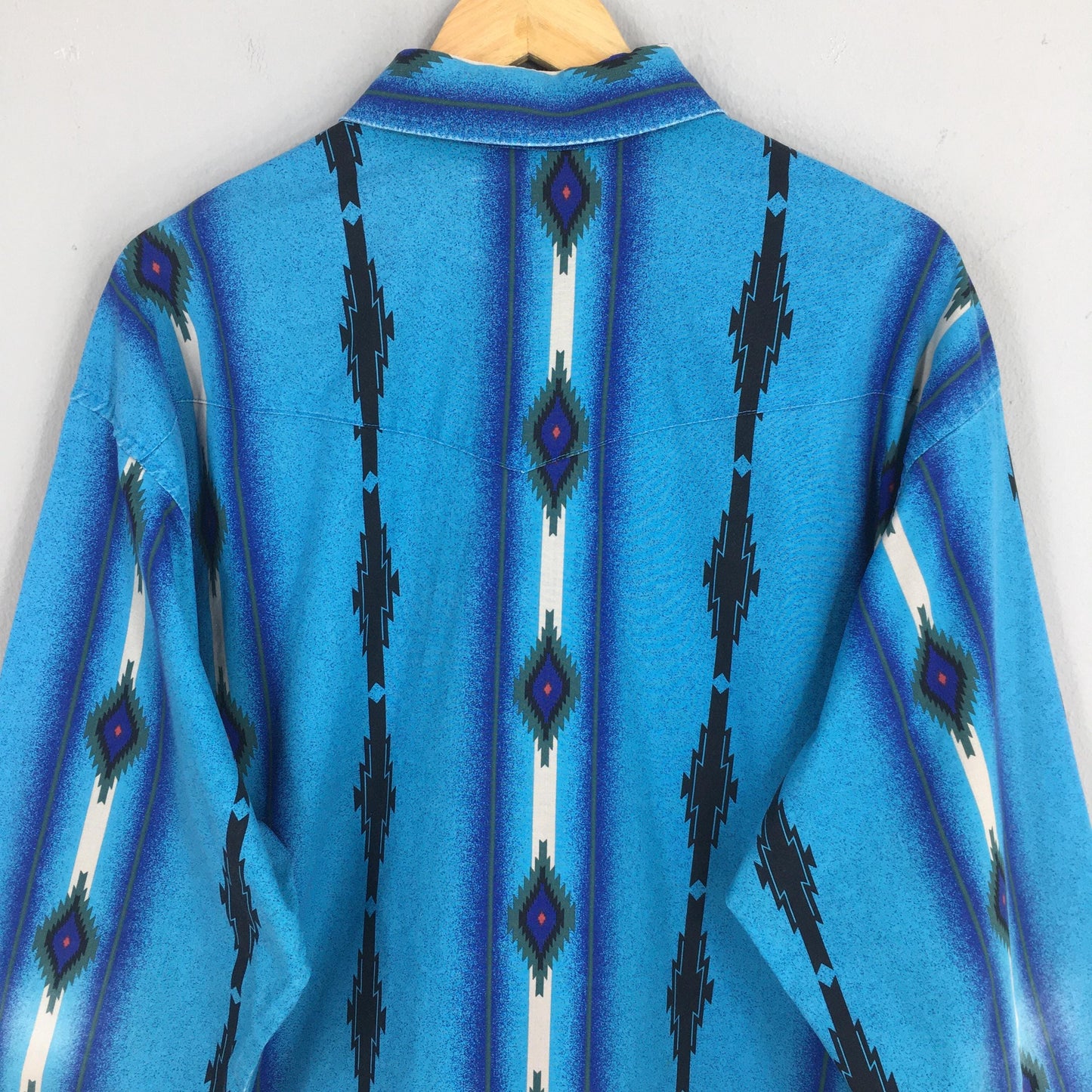 Wrangler Aztec Navajo Brushpopper Blue Shirt 2XLarge