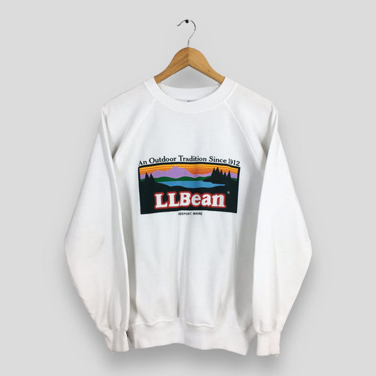 LL Bean White Sweatshirt Medium