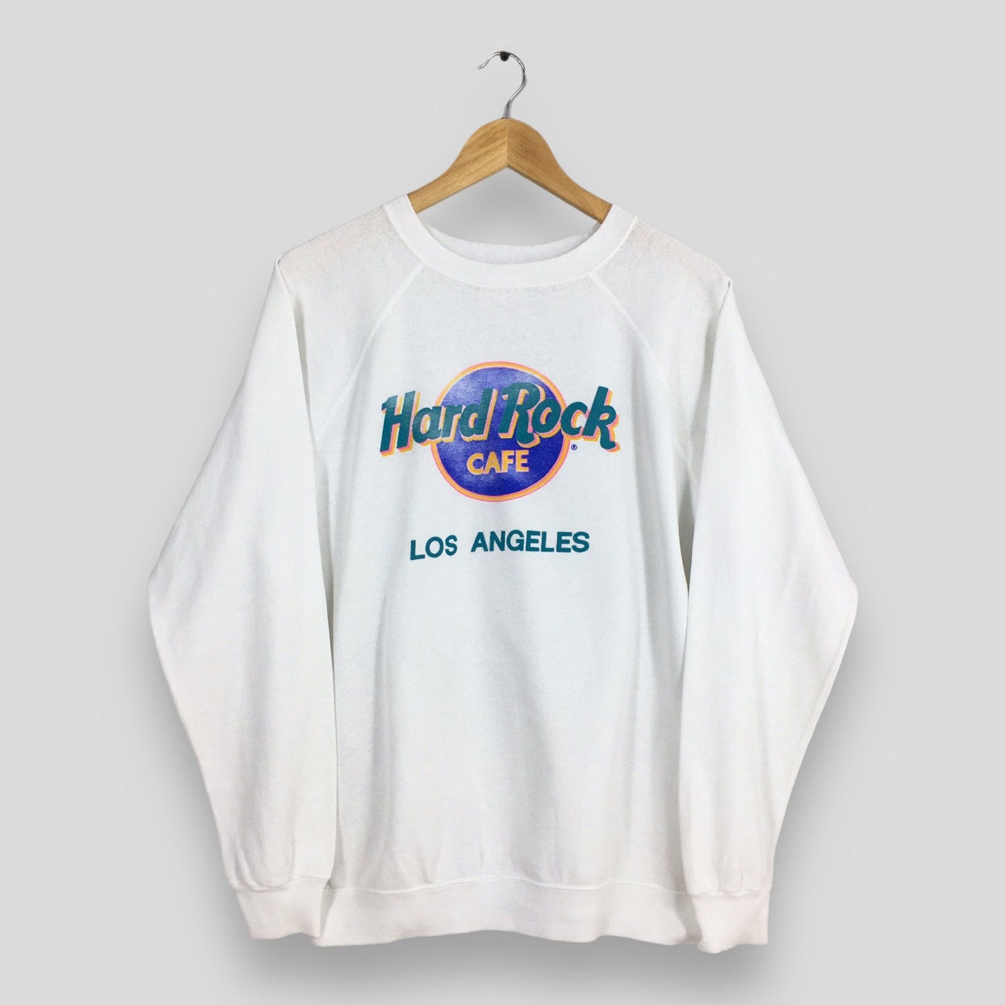 Hard Rock Cafe Los Angeles Usa White Sweatshirt Large