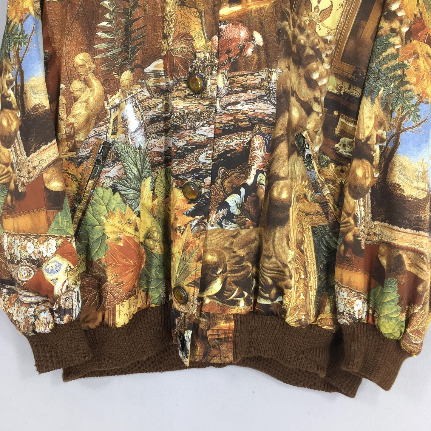 1990s Royalty Baroque Silk Hoodie Jacket Large