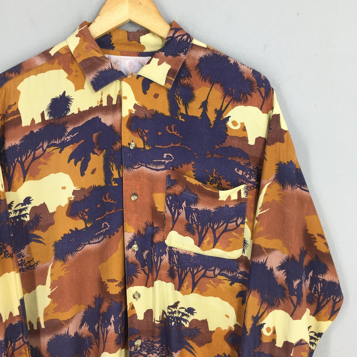 Jungle Abstract Rayon Shirt Large