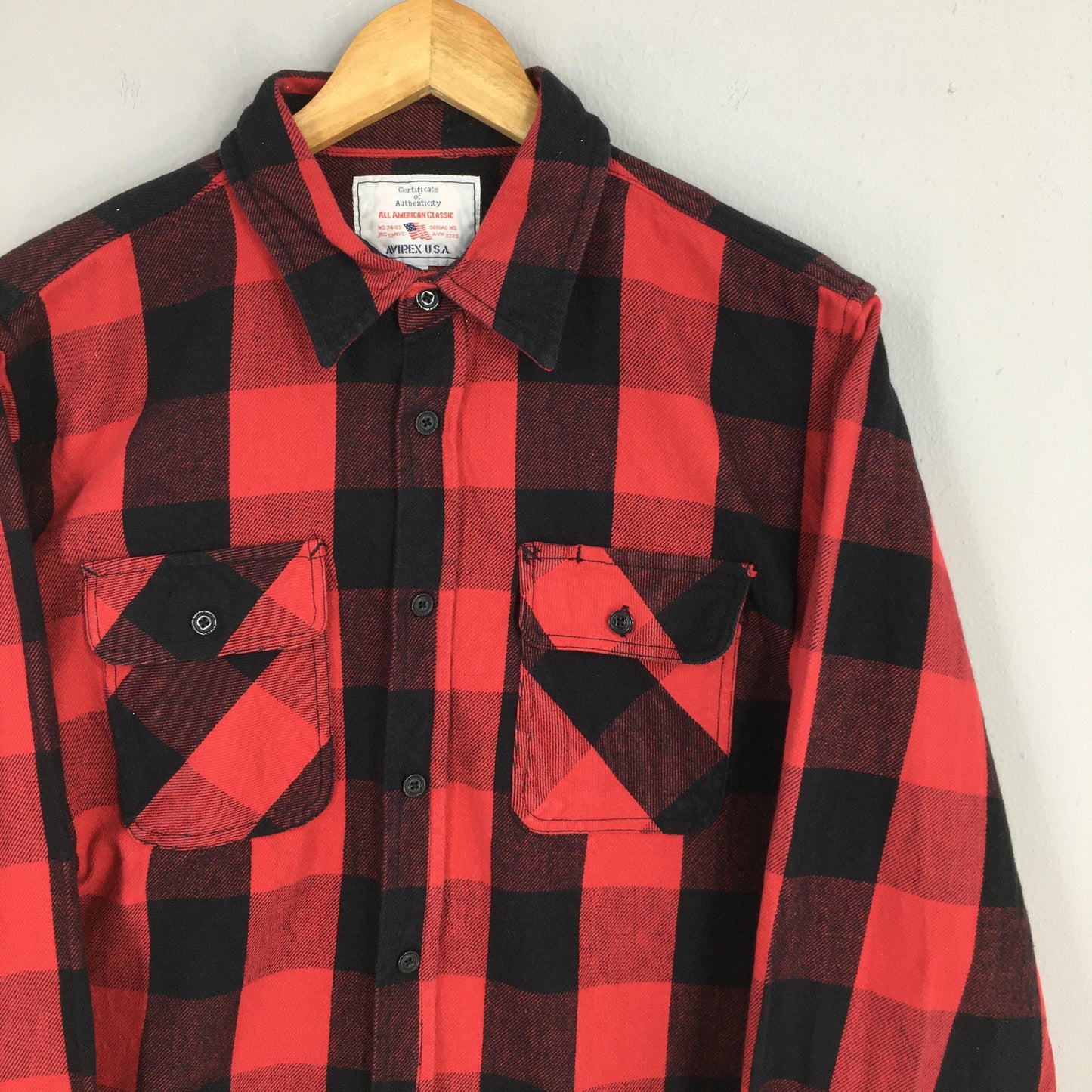 Avirex Usa Plaid Tartan Red Checkered Flannel Shirt XLarge