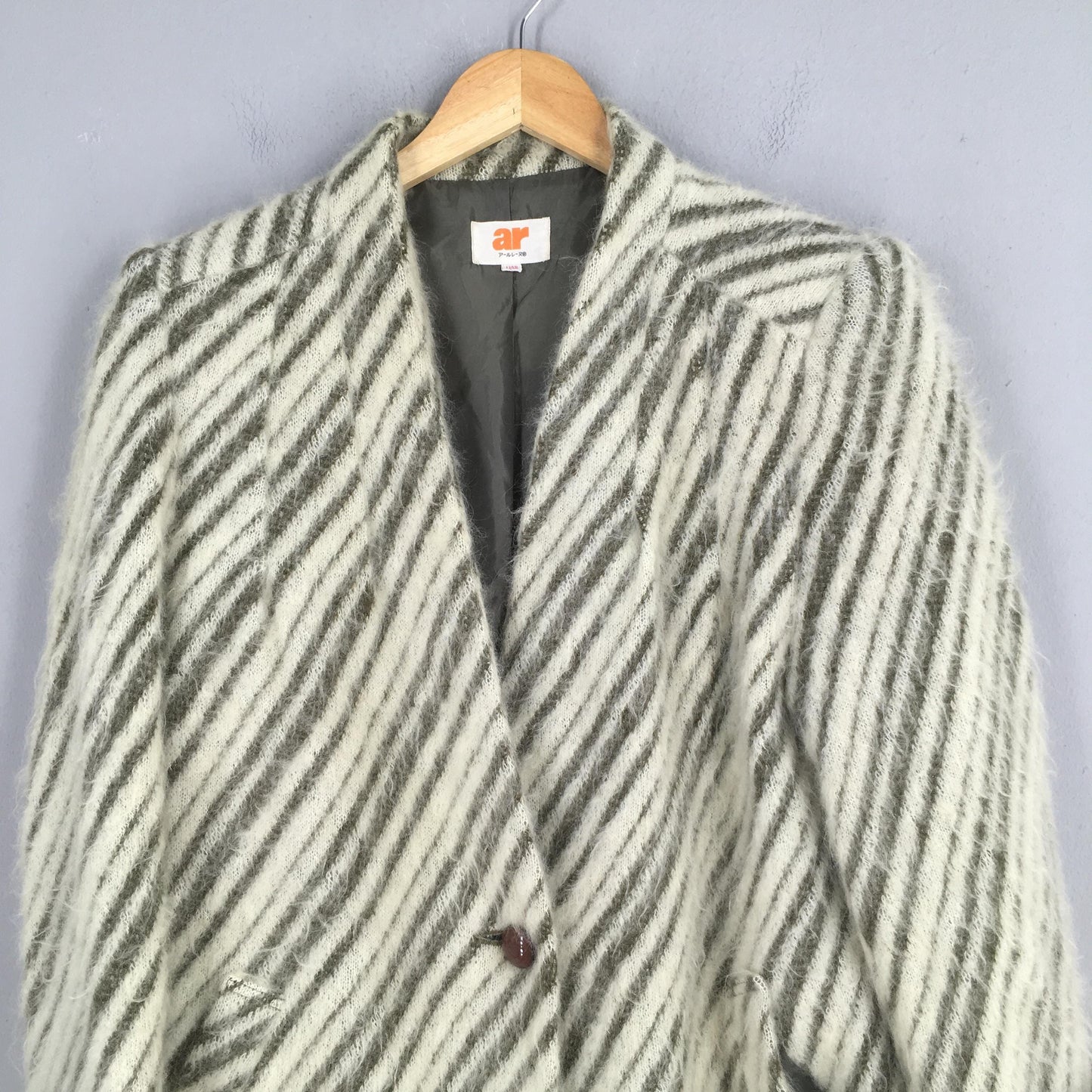 AR Japan Japan Striped Zebra Mohair Button Jacket Medium