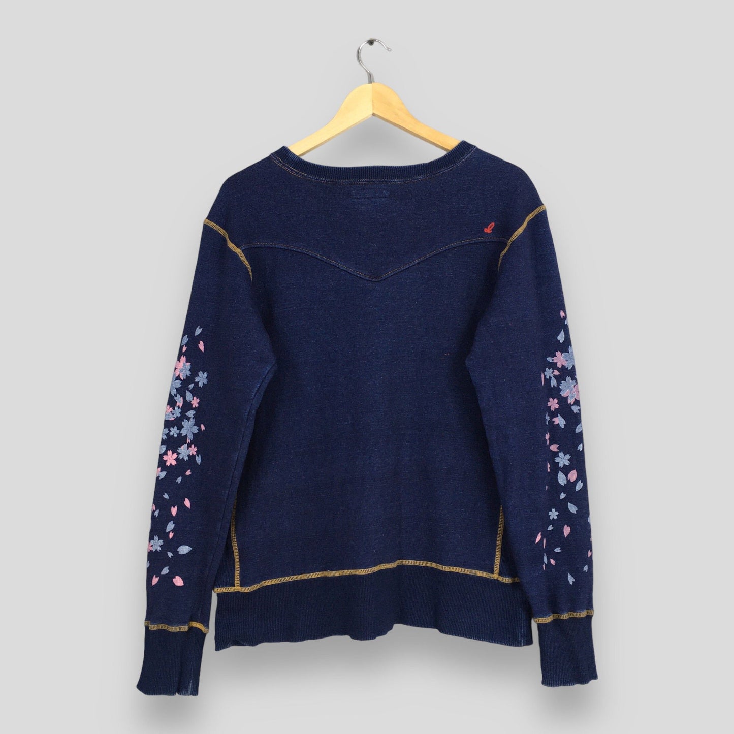 Indigo Blue Japan Sakura Blossom Sweatshirt Medium