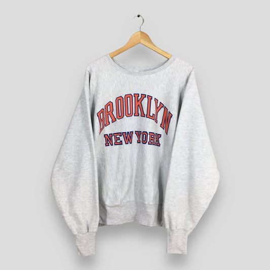 New York Brooklyn Gray Boxy Sweater Large