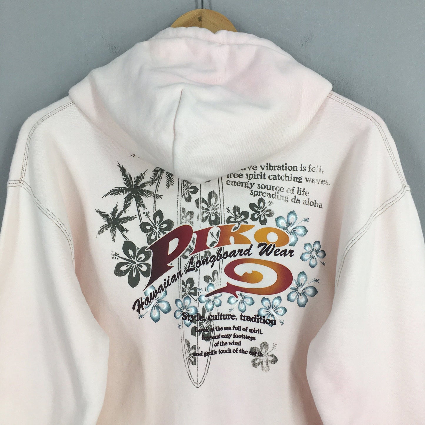 Piko Surf Soft Pink Sweatshirt Hoodie Large