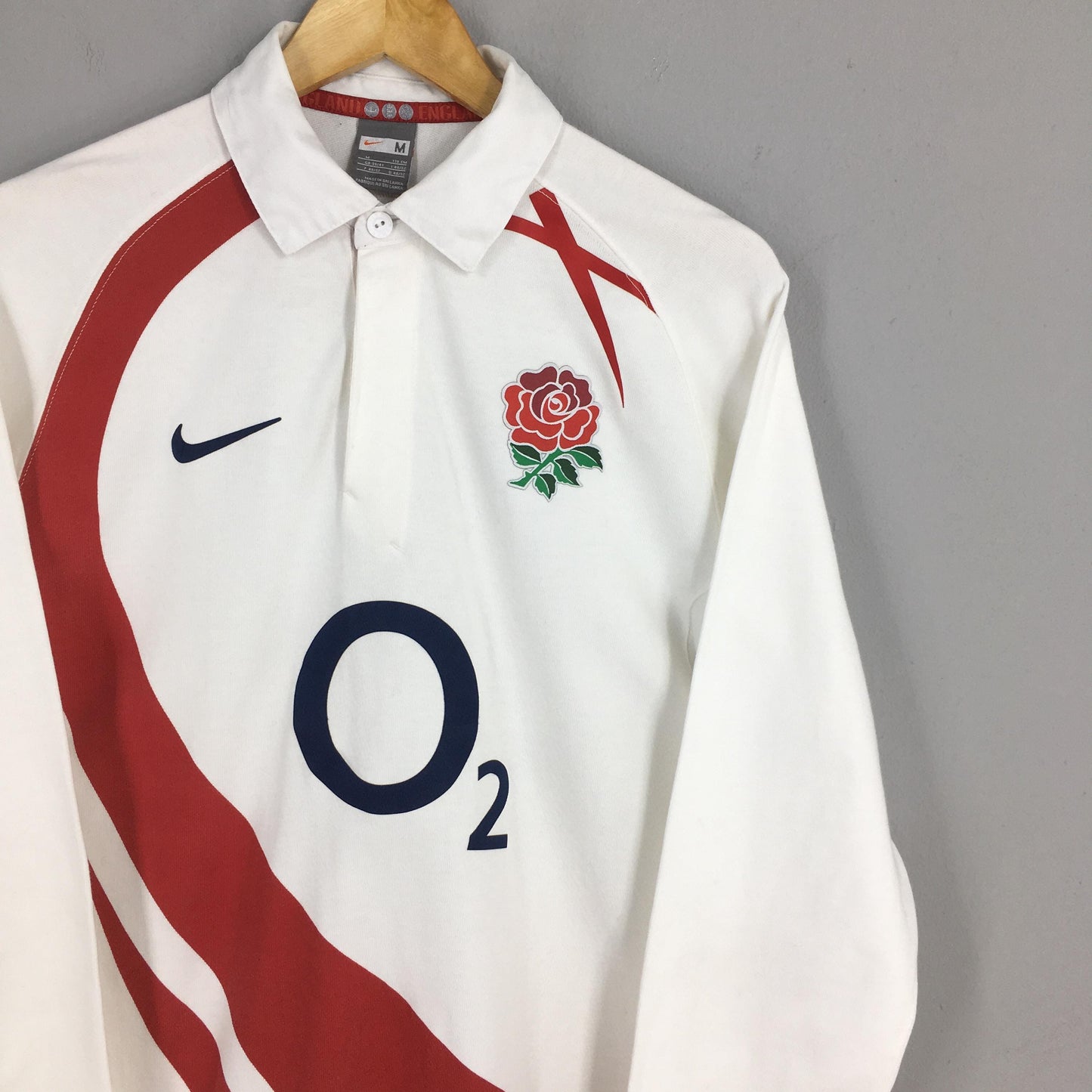 Nike O2 England Rugby Jersey Polo Rugby Shirt Medium