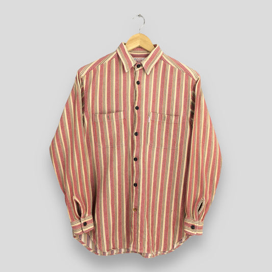 Pear Diver Vertical Stripes Flannel Shirt Medium