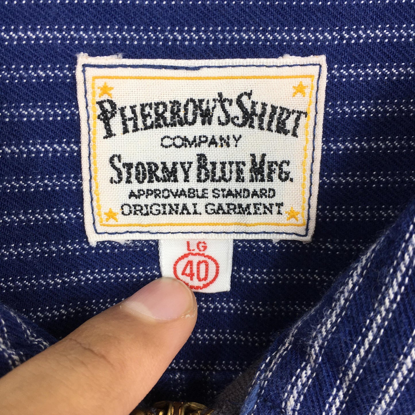 Pherrows Japan Stripes Half Zipper Shirt Large