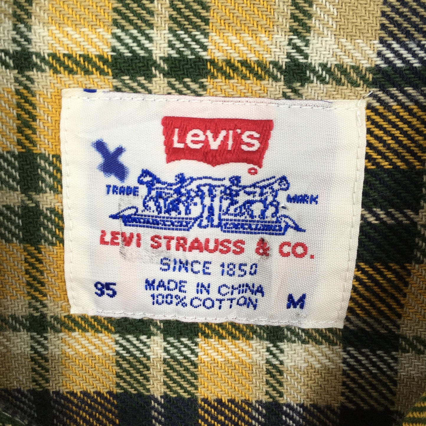 Levis Strauss Checkered Yellow Multicolor Shirt Medium