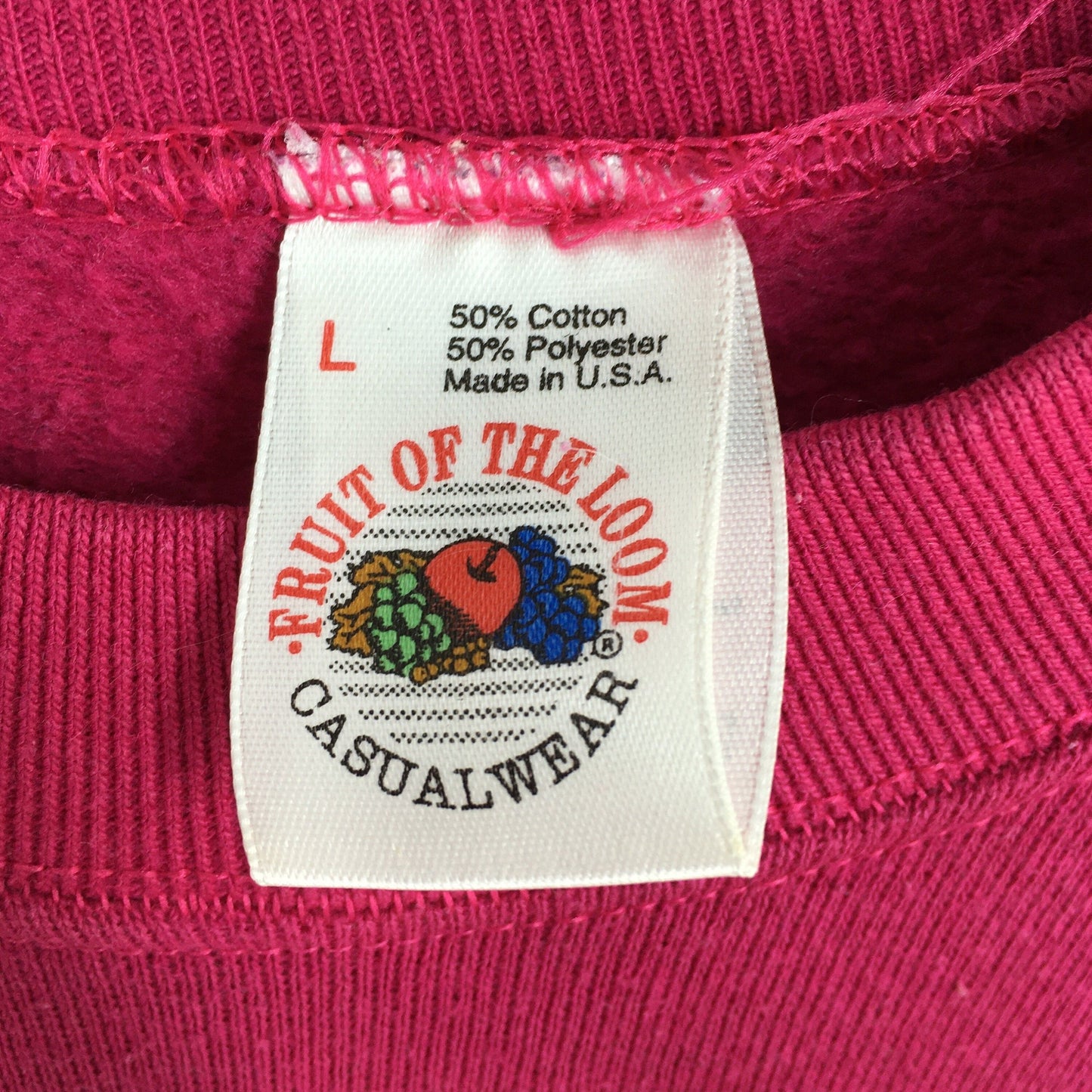 Fruit Of The Loom Pink Plain Sweatshirt Large