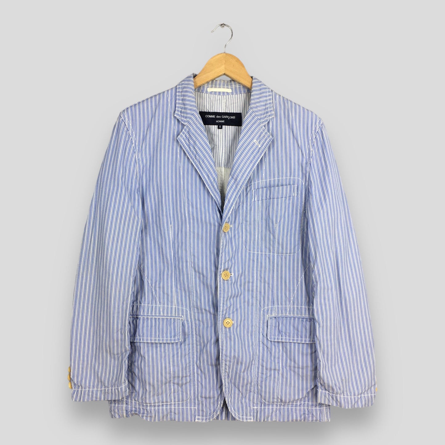 Comme Des Garcons Blue Striped Coat Blazer Small