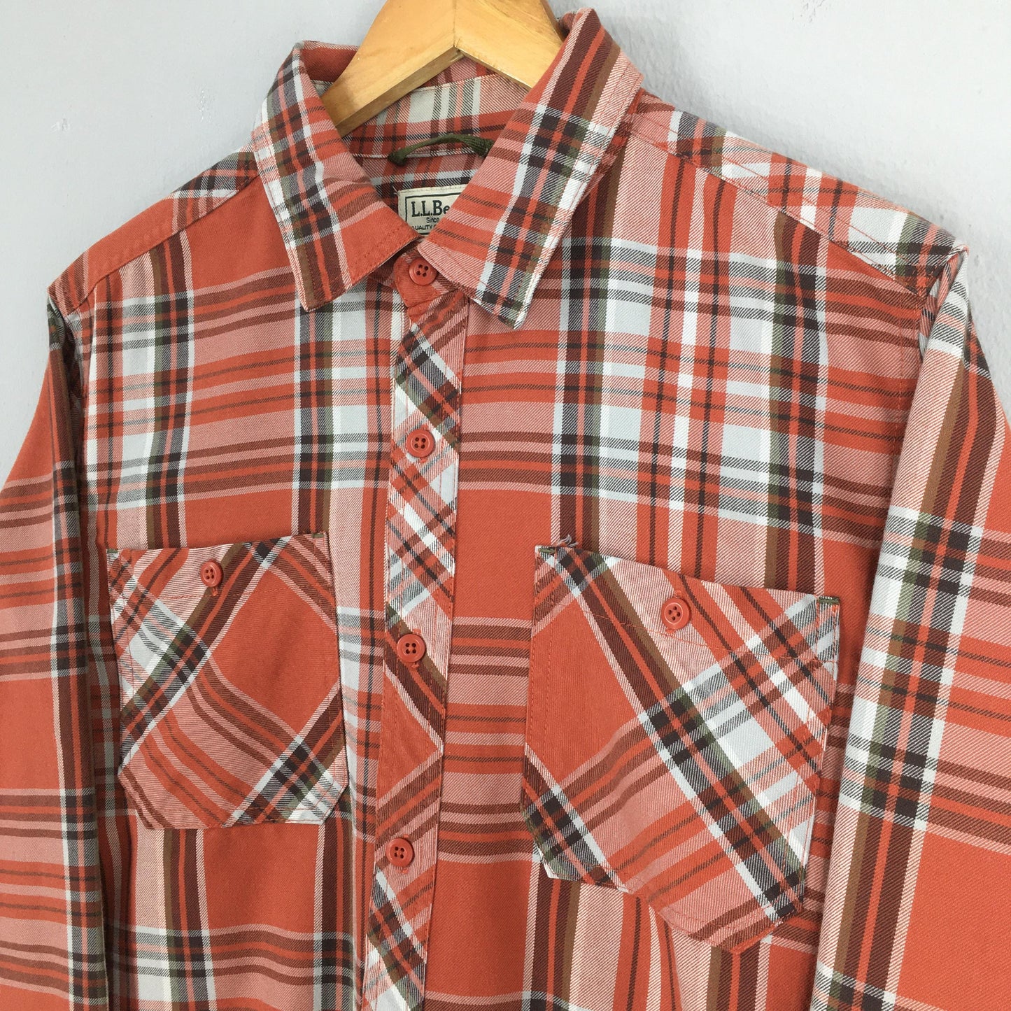 LL Bean Flannel Checkered Shirt Men Medium