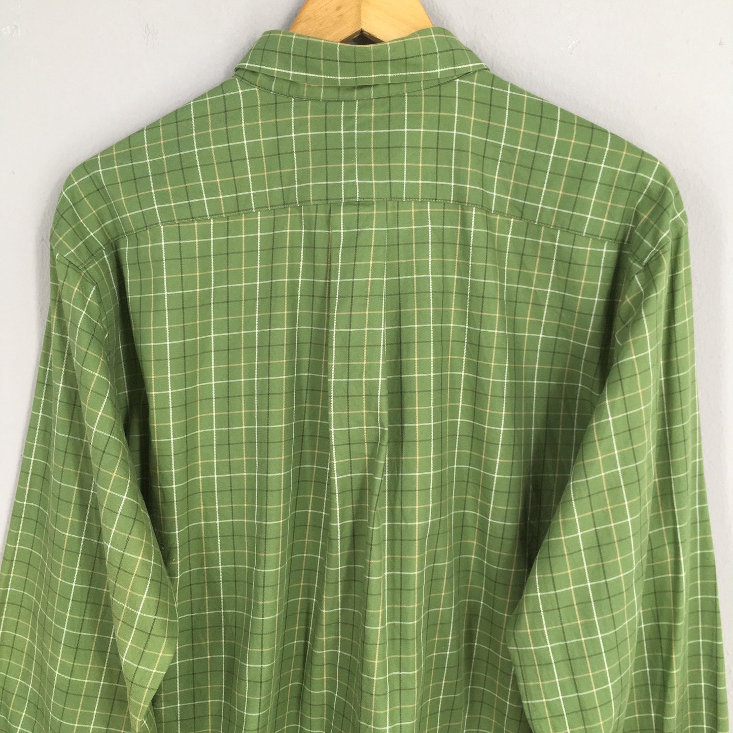 LL Bean Flannel Green Checkered Shirt Large