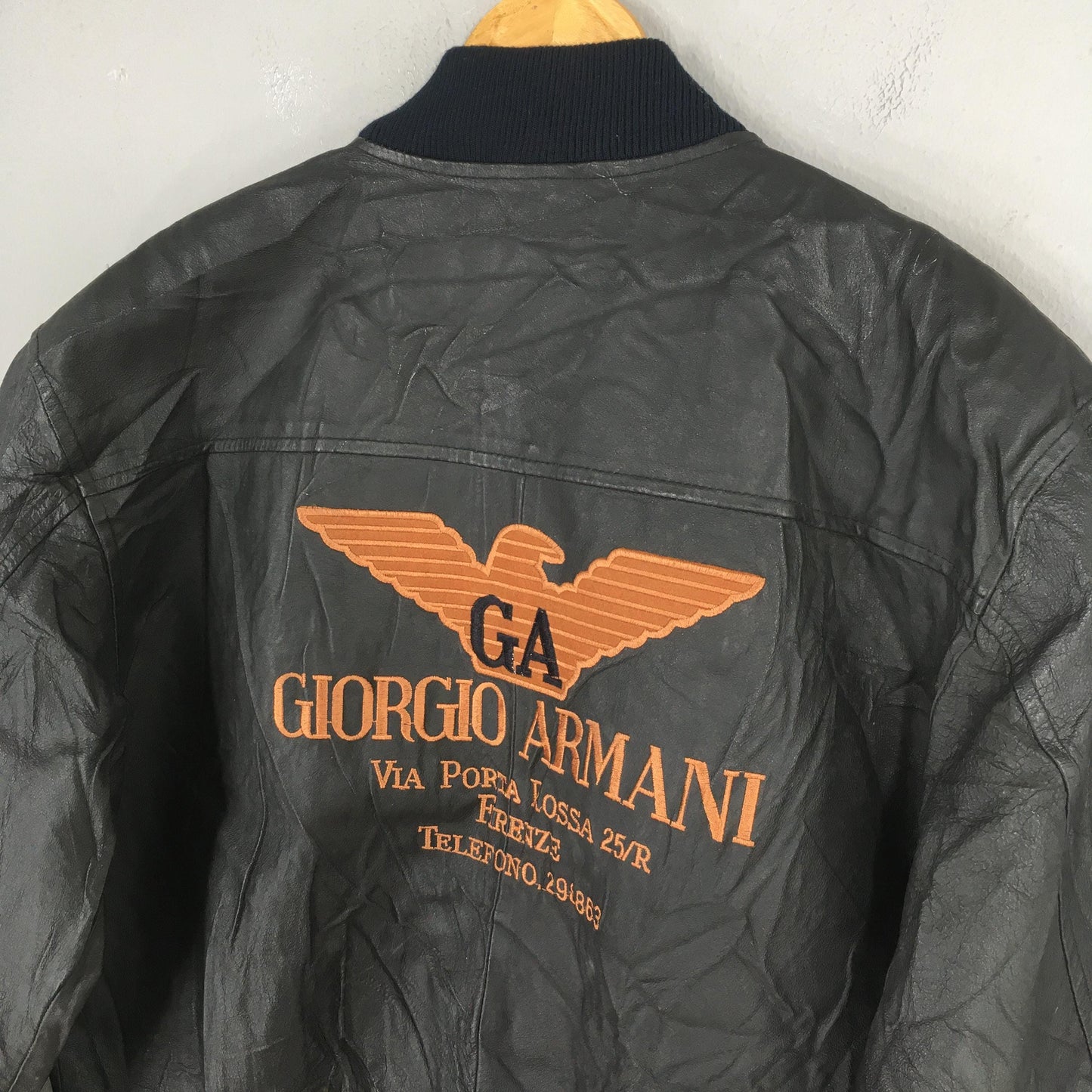 1990's GA Giorgio Armani Jeans Leather Black Jacket Large